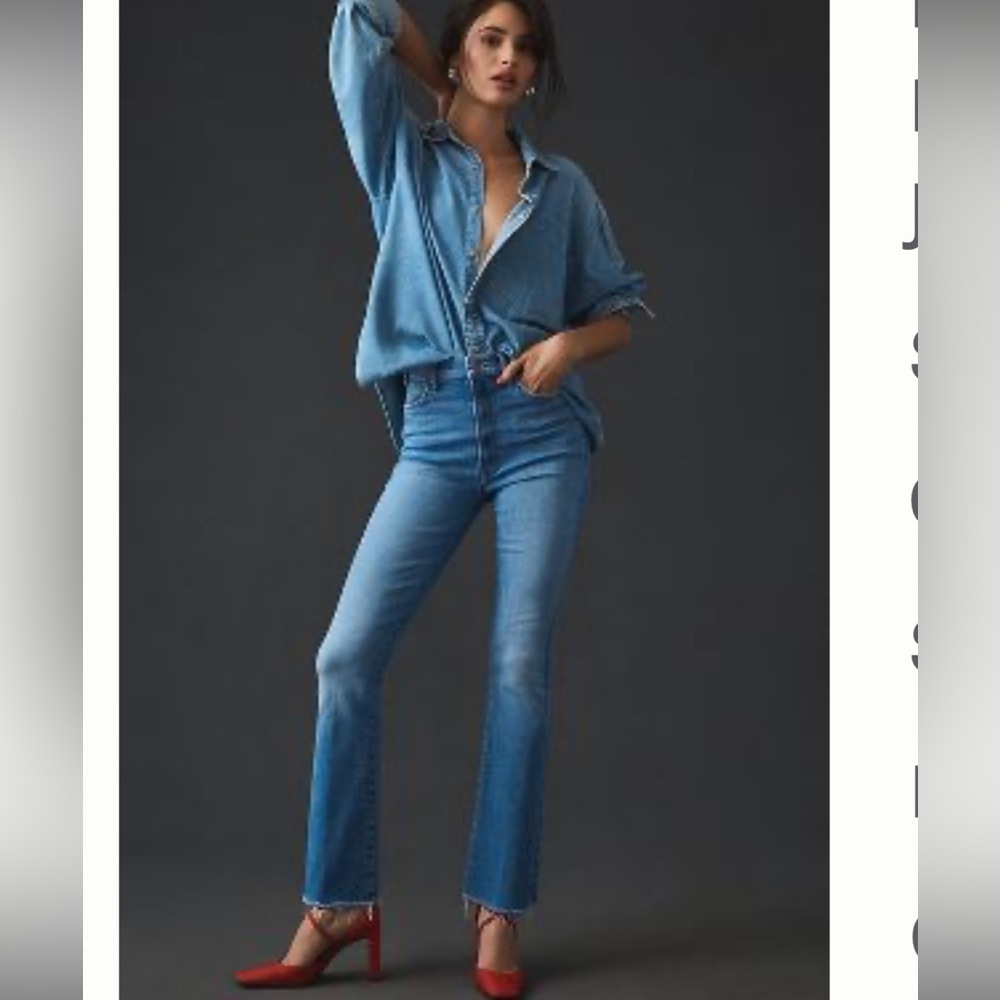MOTHER THE HUSTLER HIGH-RISE ANKLE FRAY JEANS
Size:  34